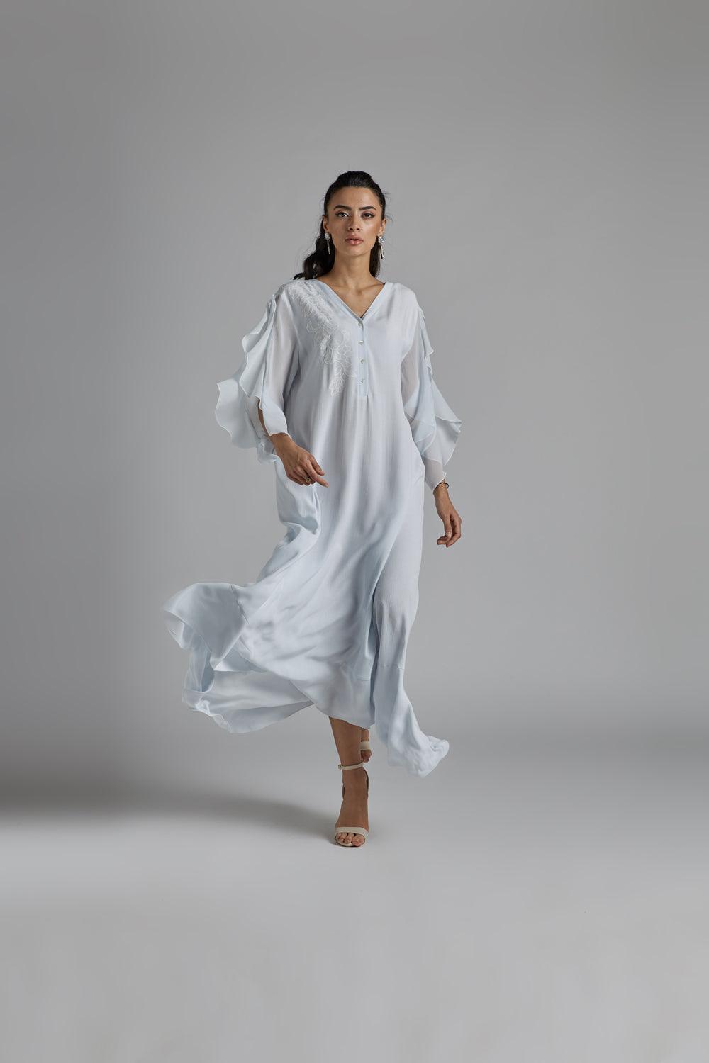 Silk Chiffon Dress Baby Blue - Oh My! - Bocan