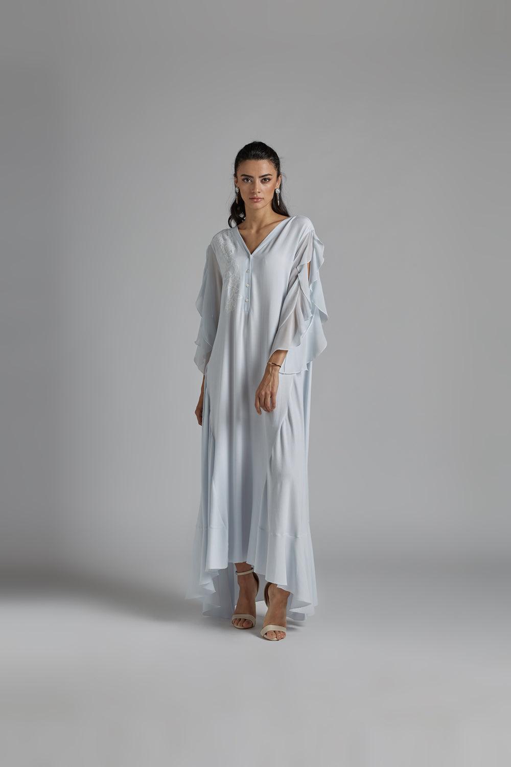 Silk Chiffon Dress Baby Blue - Oh My! - Bocan