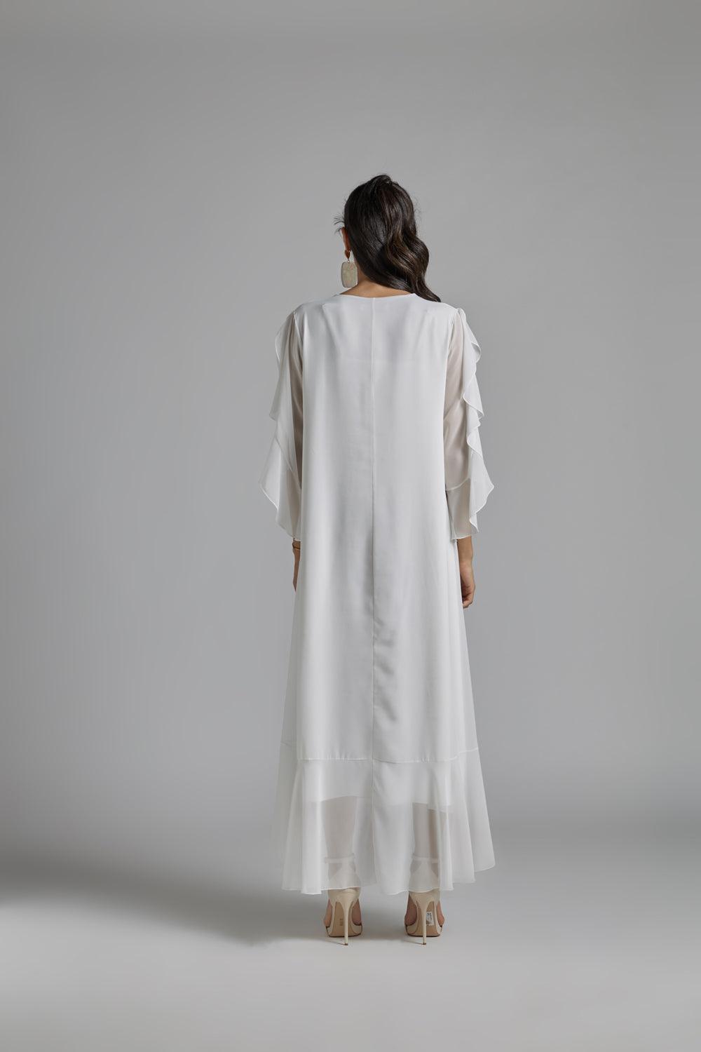 Silk Chiffon Dress Off White - Dulce Sueno - Bocan