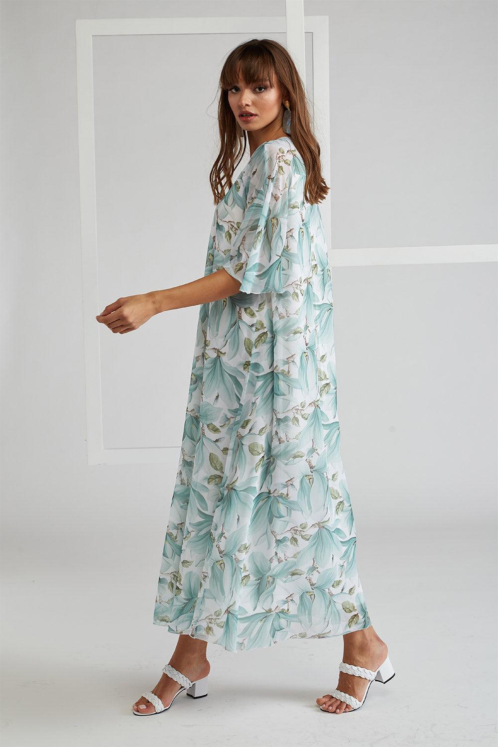 Silk Chiffon Dress Printed - Clara - Bocan