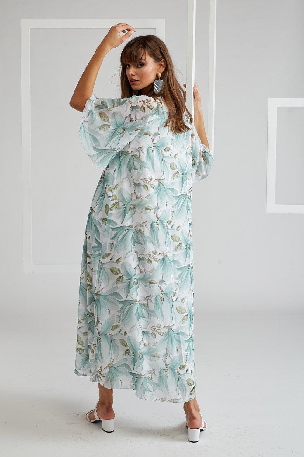 Silk Chiffon Dress Printed - Clara - Bocan