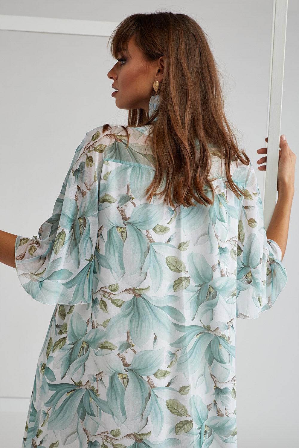 Silk Chiffon Dress Printed - Clara - Bocan