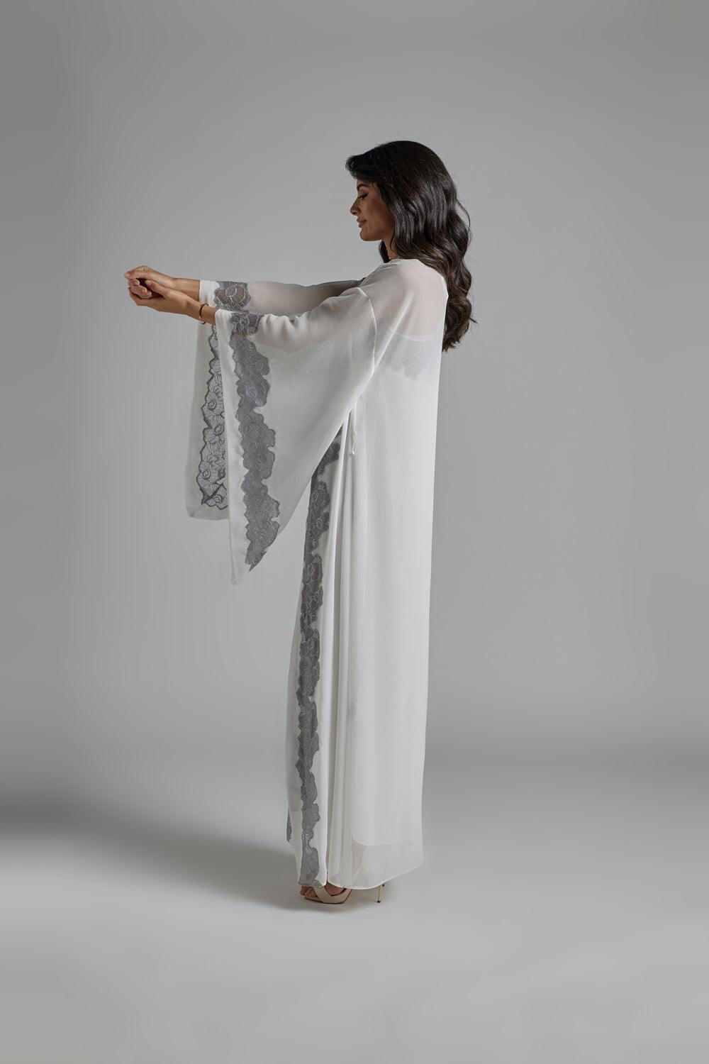 Silk Chiffon Off White Robe Set - Femme Belle - Bocan