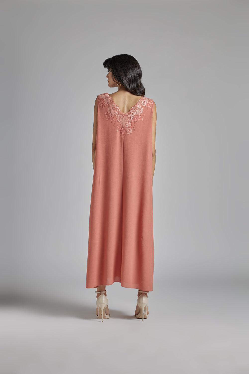 Silk Chiffon Robe Set Coral to Coral - Bocan