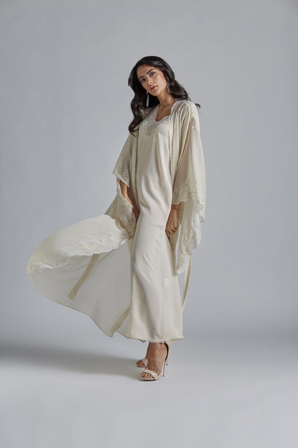 Silk Chiffon Robe Set Honey - Miel in Gold - Bocan
