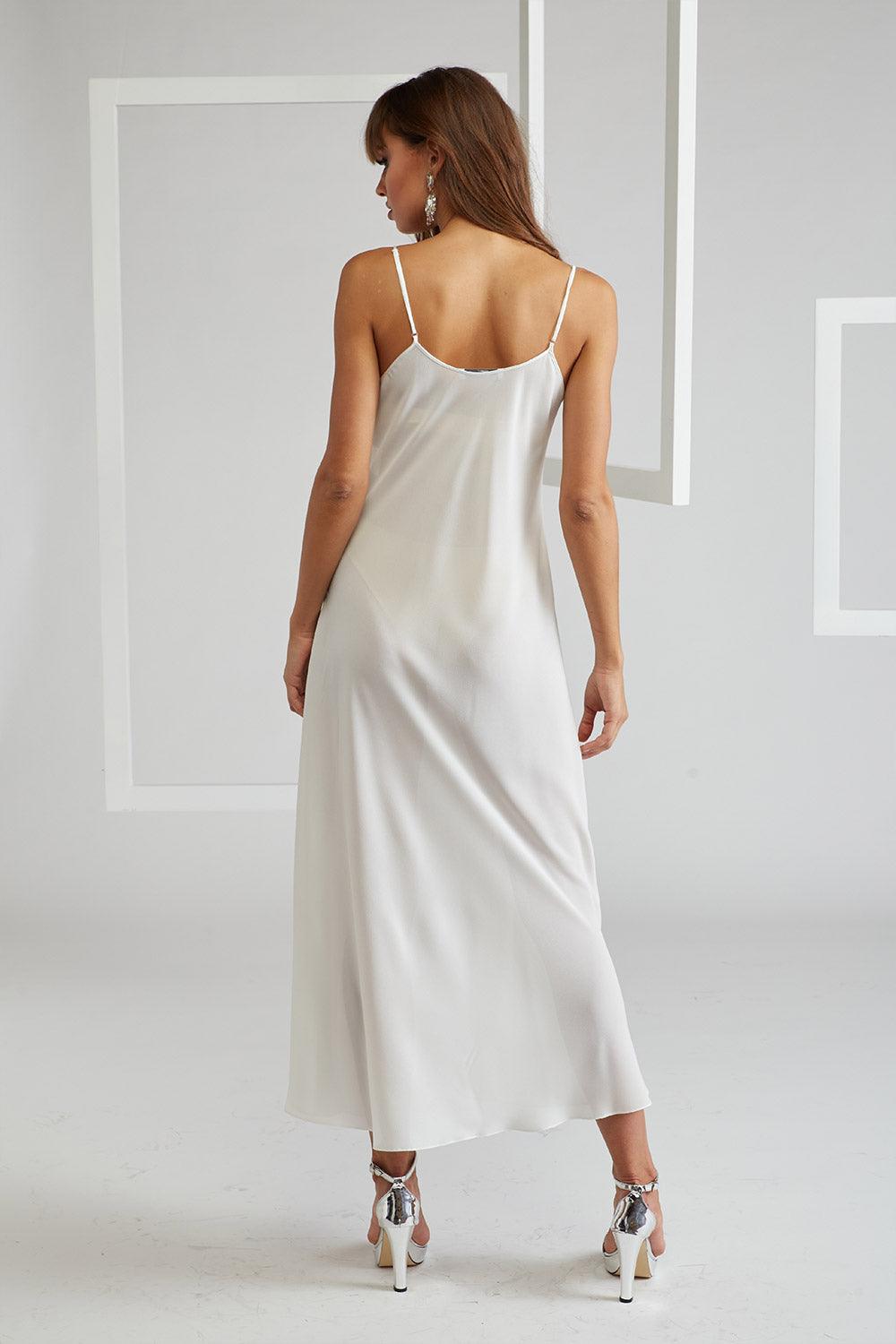 Silk Chiffon Robe Set Off White Ecru - Emma - Bocan