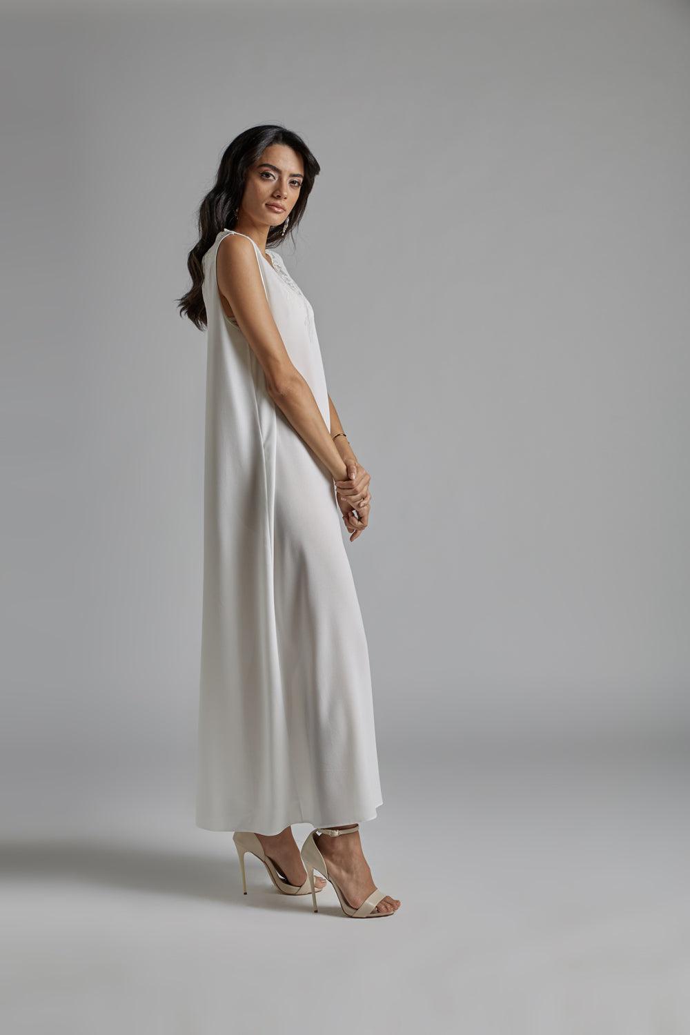 Silk Chiffon Robe Set Off White - Perla - Bocan