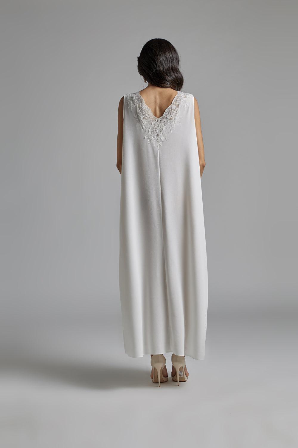 Silk Chiffon Robe Set Off White - Perla - Bocan