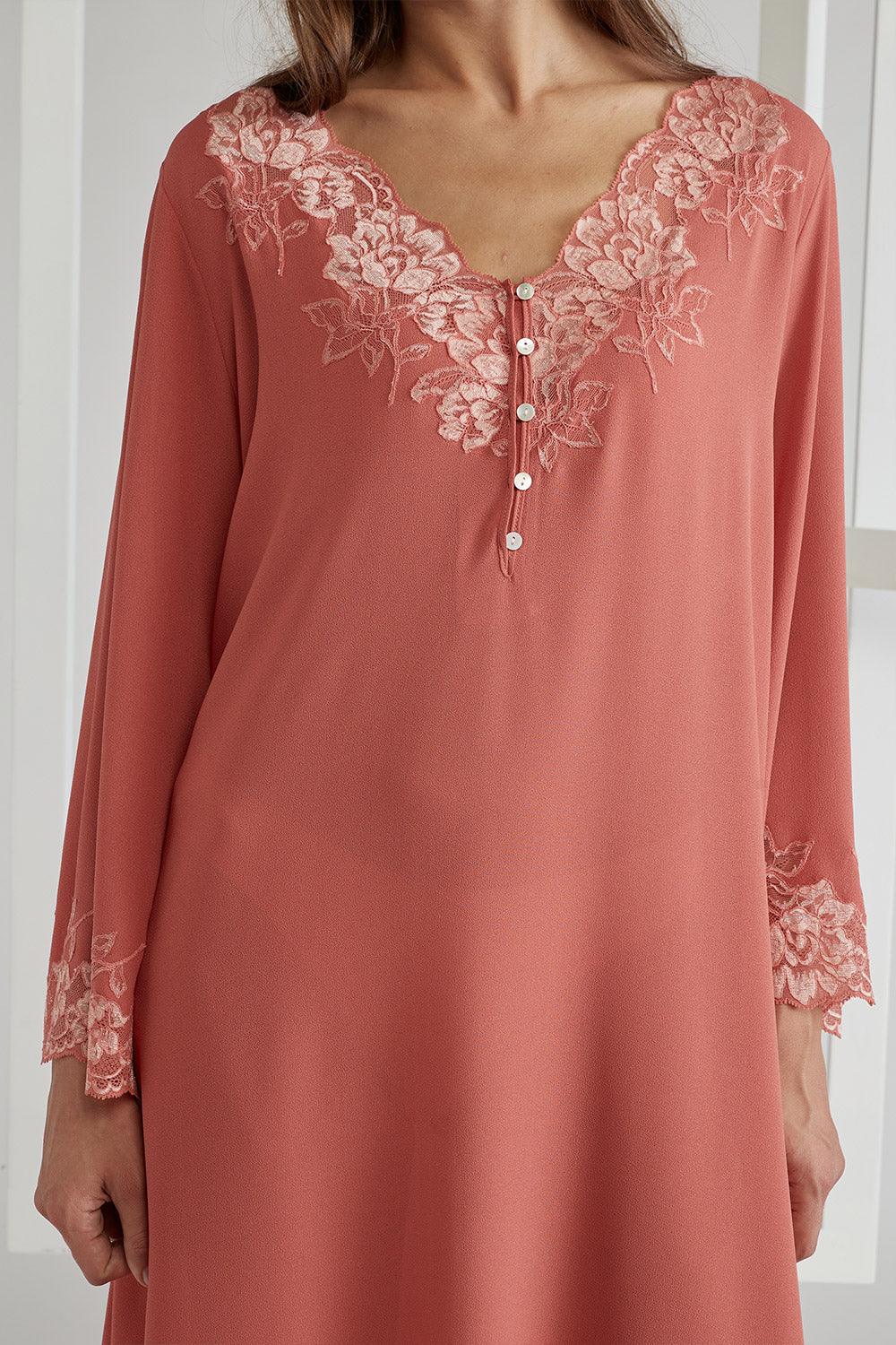 Silk Crepe Dress Coral - Coral - Bocan