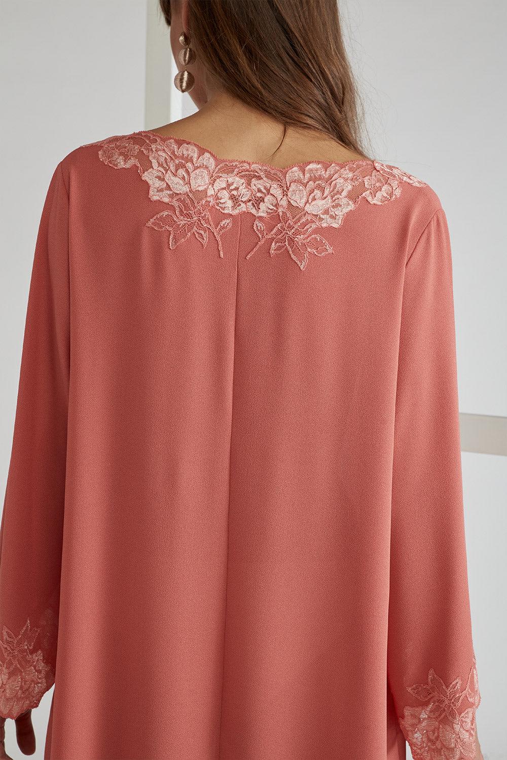 Silk Crepe Dress Coral - Coral - Bocan