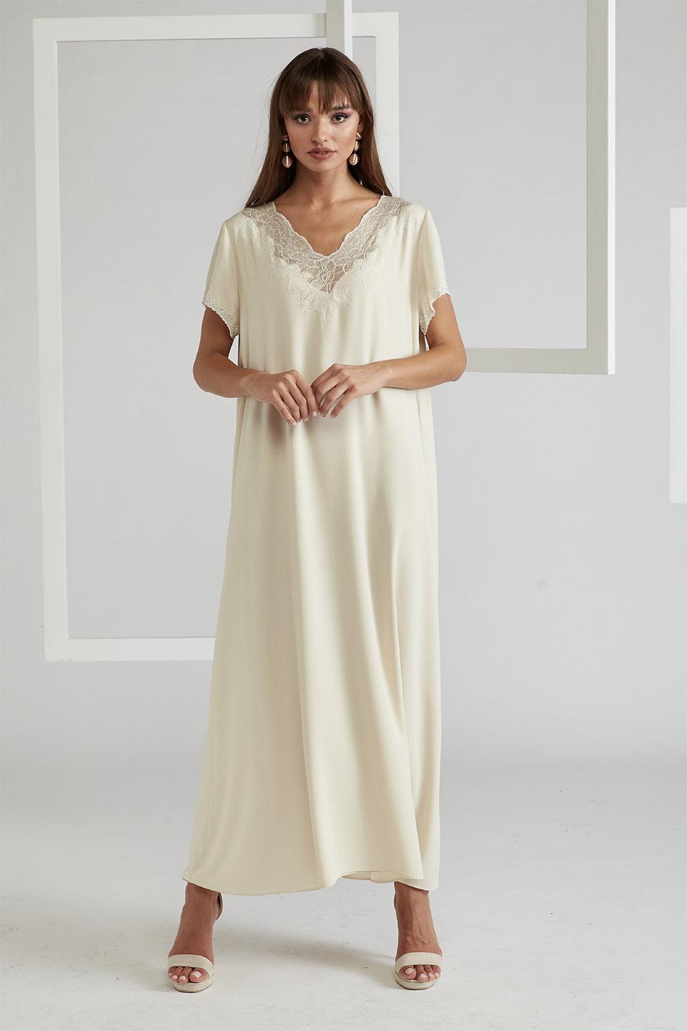 Silk Crepe Dress Honey Half Sleeve - Miel in Gold - Bocan