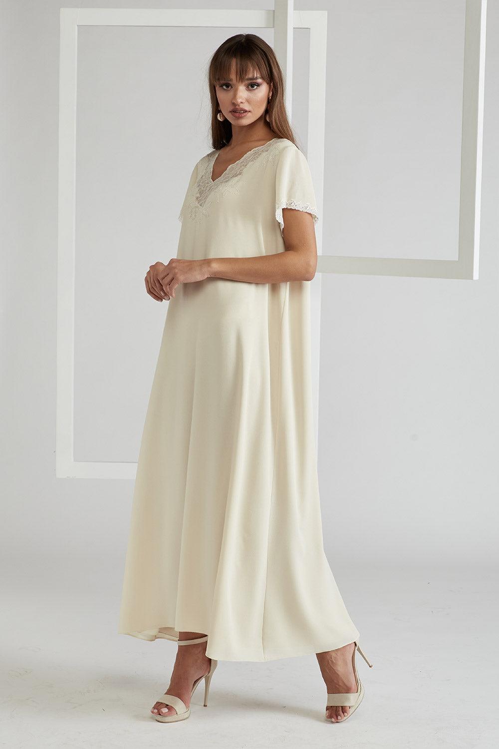 Silk Crepe Dress Honey Half Sleeve - Miel in Gold - Bocan