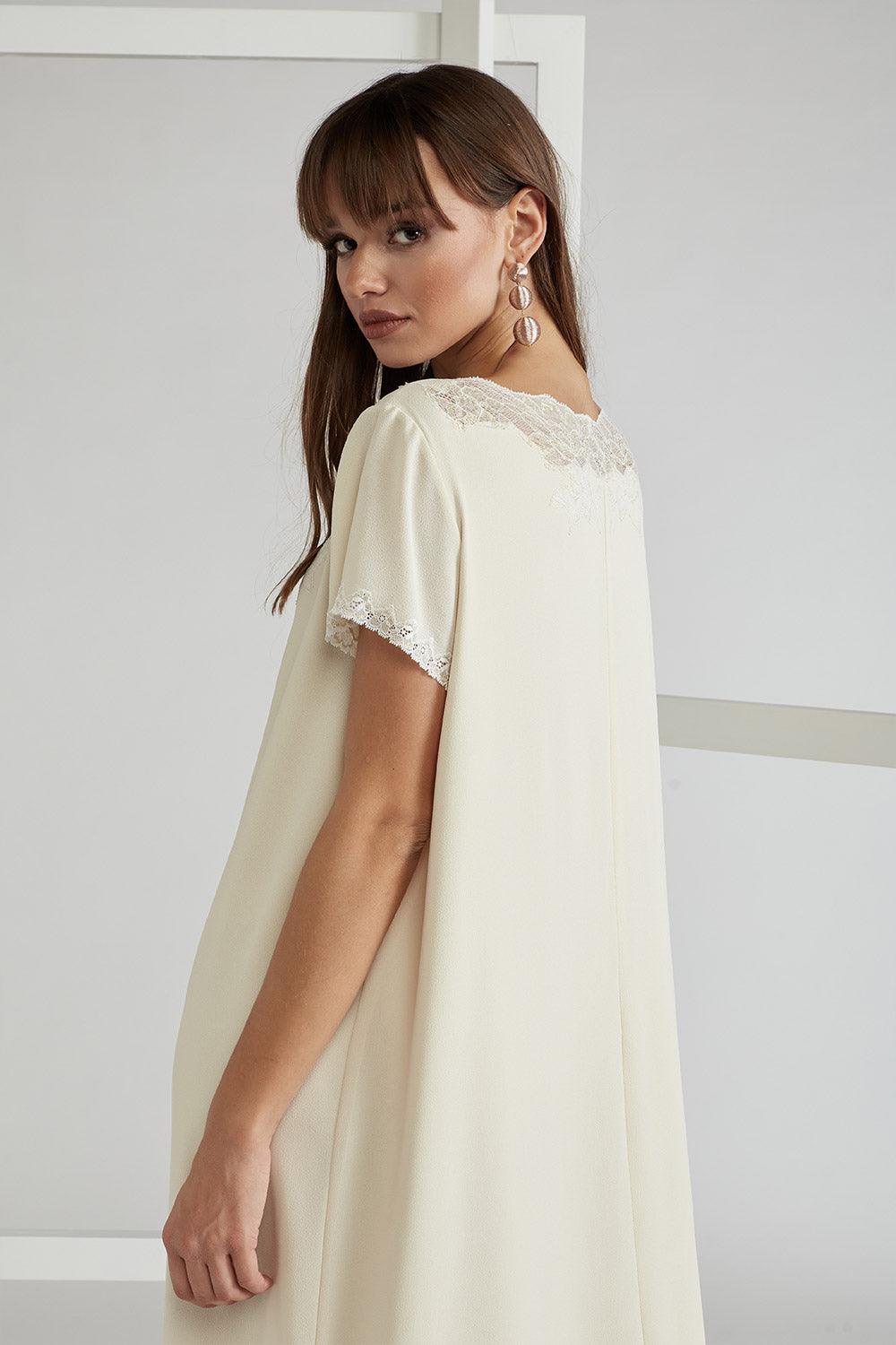 Silk Crepe Dress Honey Half Sleeve - Miel in Gold - Bocan