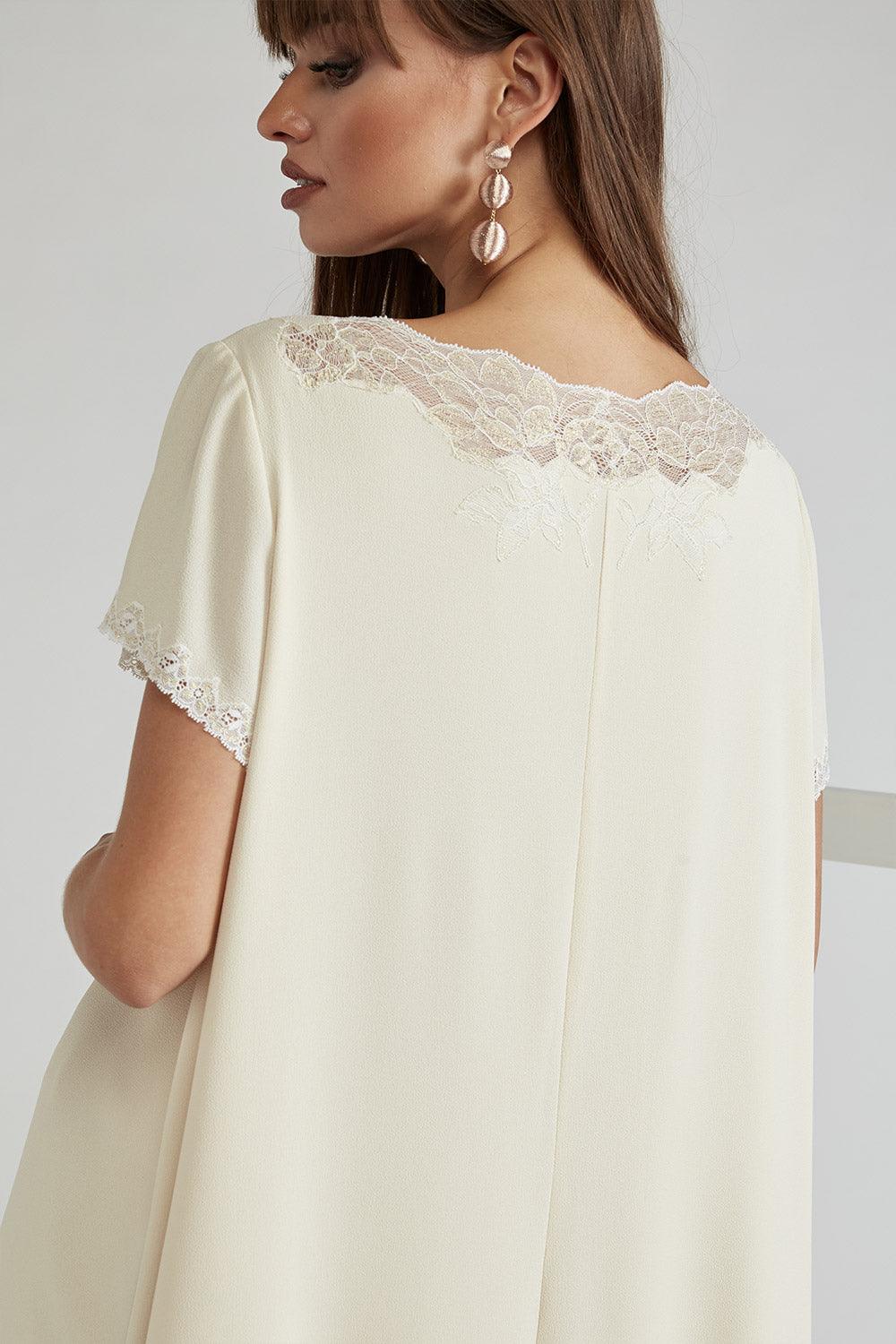 Silk Crepe Dress Honey Half Sleeve - Miel in Gold - Bocan