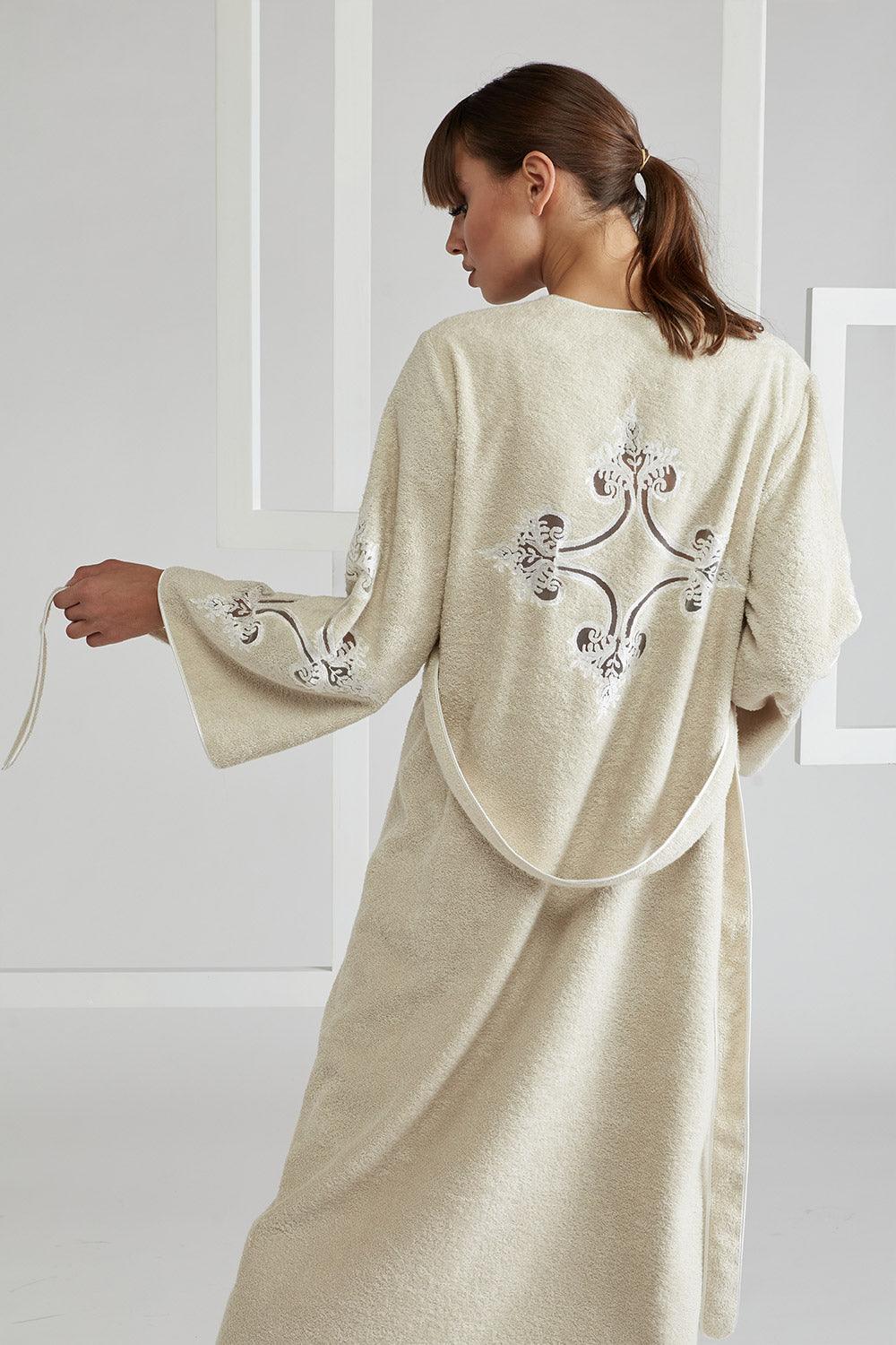Towel Belted Bathrobe - Beige - Ottoman - Bocan