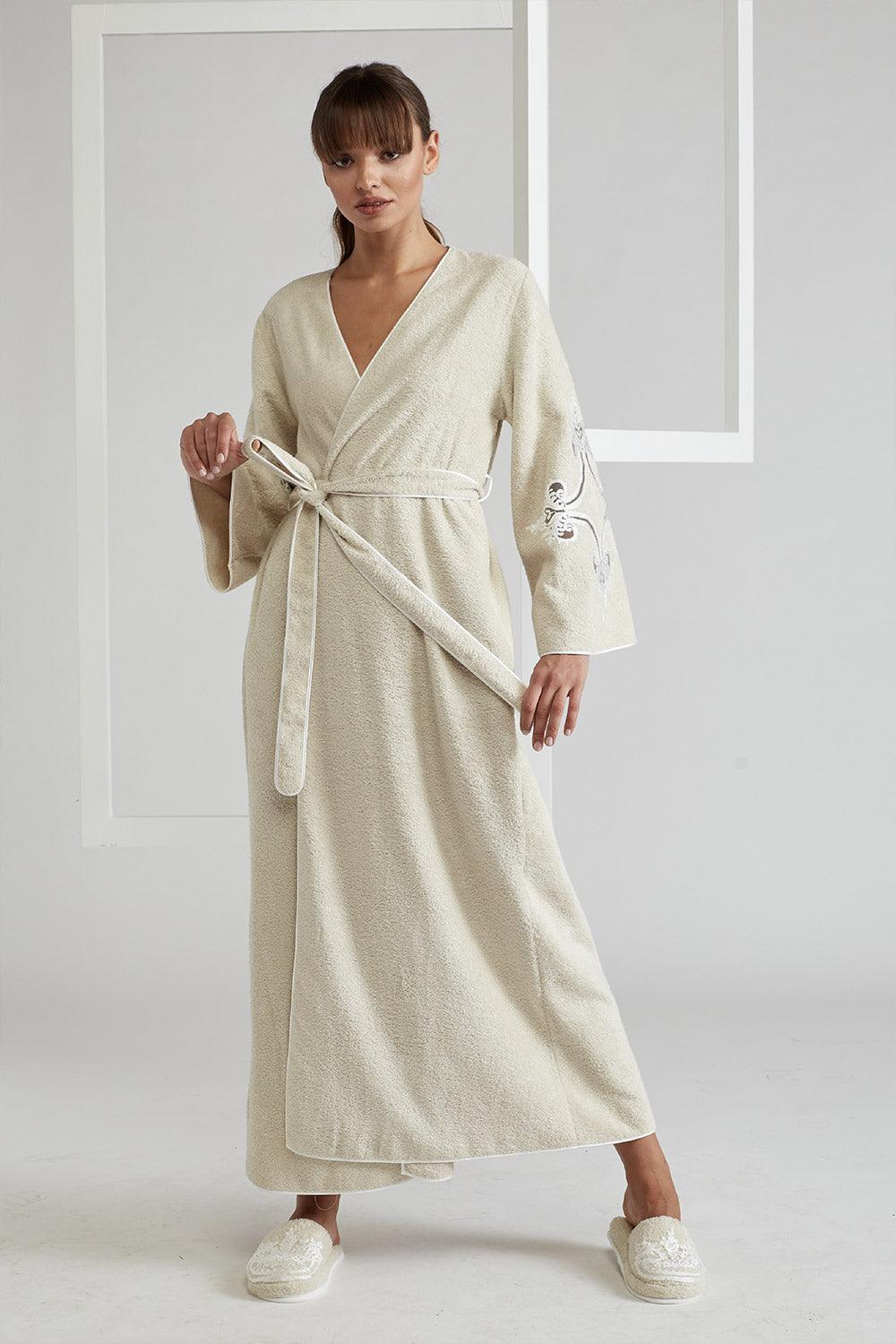 Towel Belted Bathrobe - Beige - Ottoman - Bocan