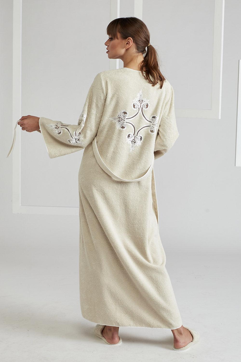 Towel Belted Bathrobe - Beige - Ottoman - Bocan