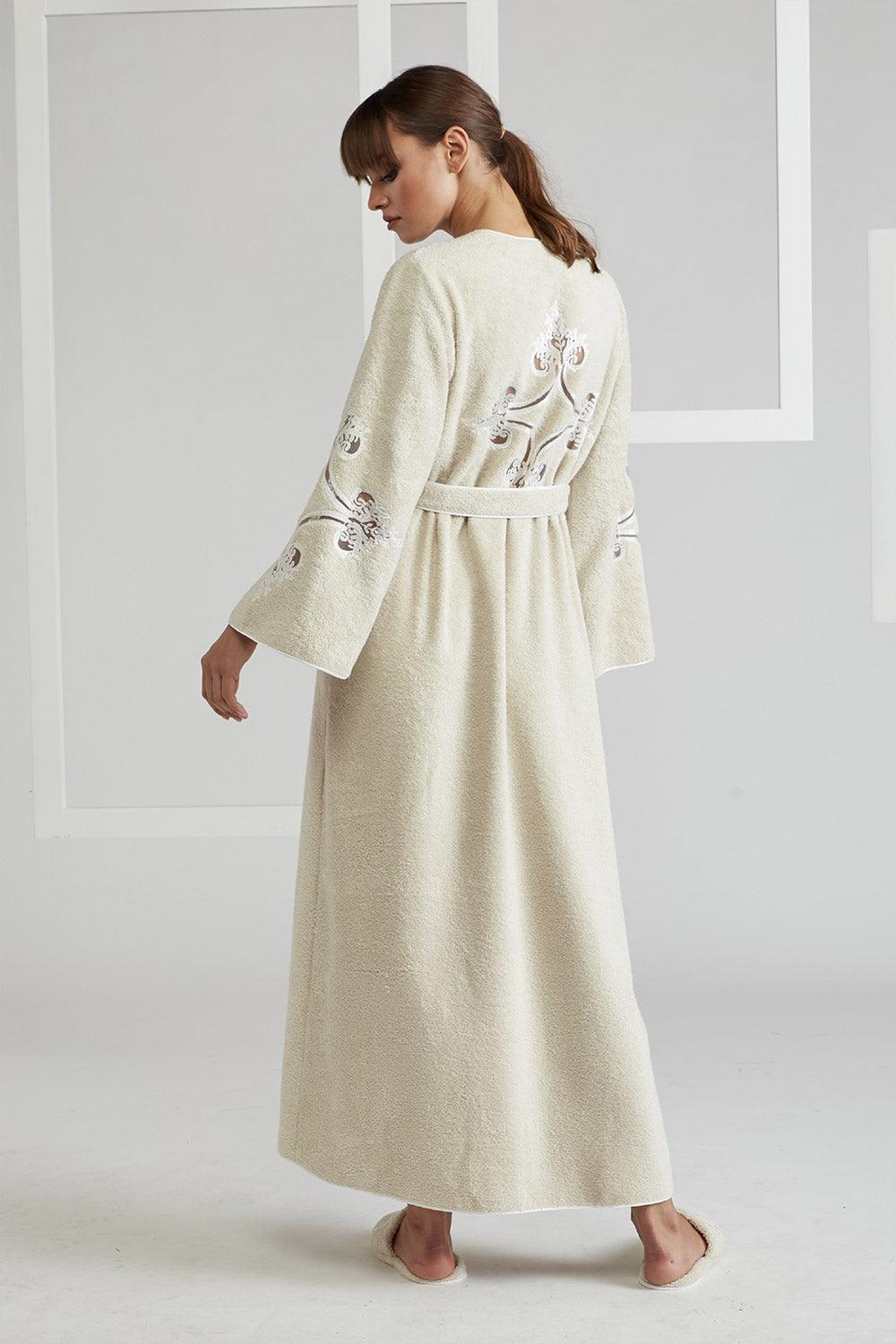 Towel Belted Bathrobe - Beige - Ottoman - Bocan