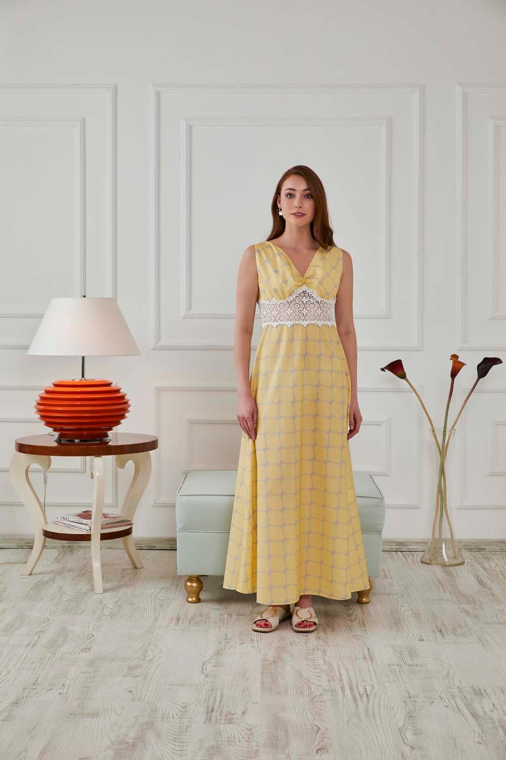 Trimmed Poplin Sleeveless Dress - Azelia - Bocan