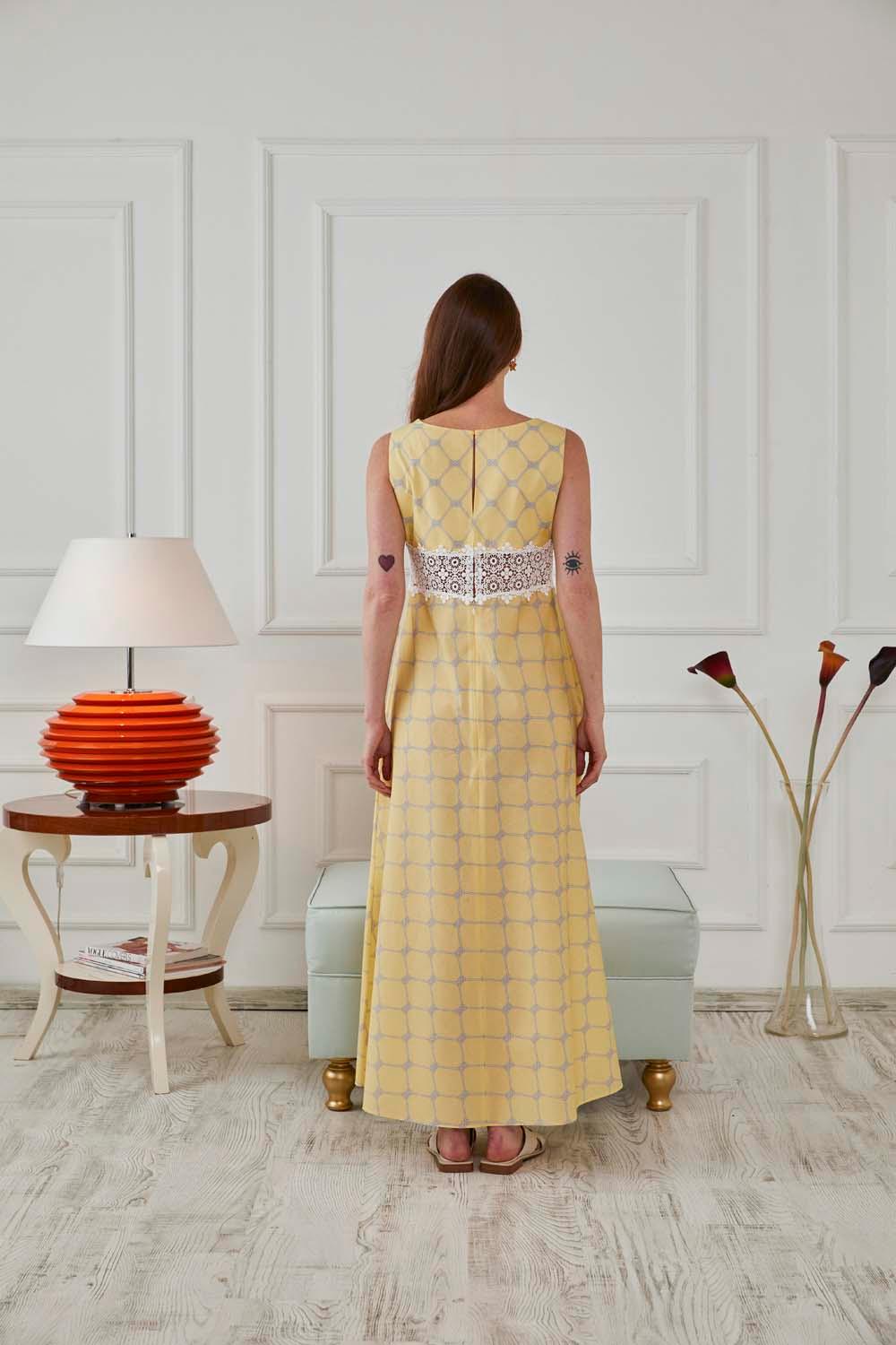 Trimmed Poplin Sleeveless Dress - Azelia - Bocan