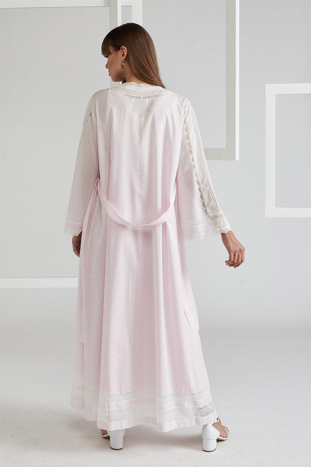 Vual Cotton Robe Set Light Pink - Lady Sheer - Bocan
