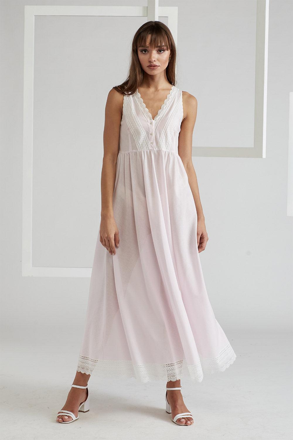 Vual Cotton Robe Set Light Pink - Lady Sheer - Bocan