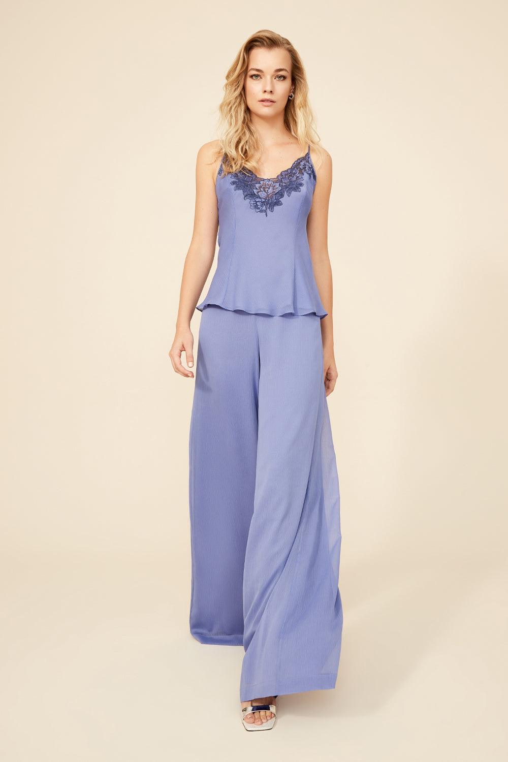 Willow - Silk Cami and High Waisted PJ Set - Lilac - Bocan