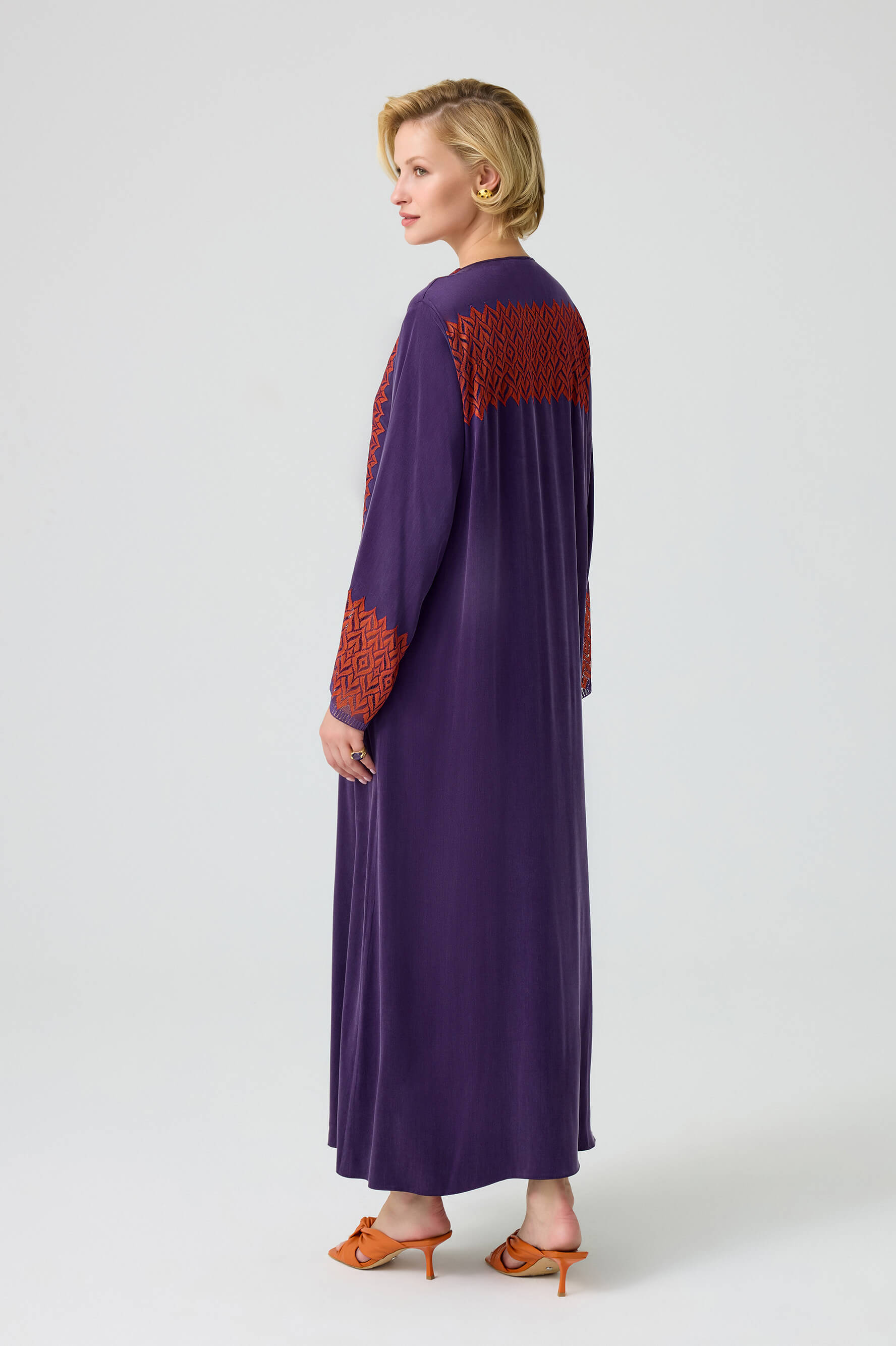 Cassia - Elizabeth - CUPRO Long Trimmed Zippered Dress - Multicoloured