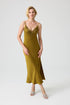 Olivia Trimmed Long Rayon Robe Set With Matching Inner Nightie Extra Virgin Olive Oil Green Green Silk — Bocan Couture luxury nightwear, look 12