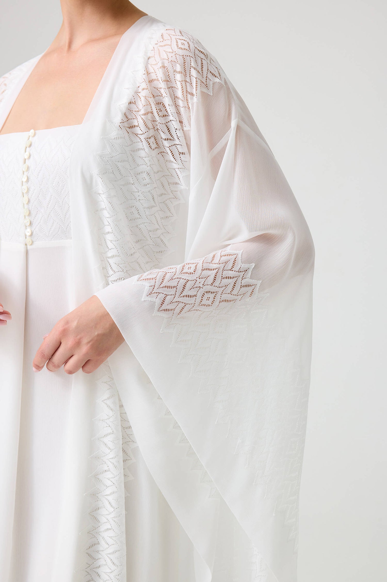 Blanche - Silky Chiffon Kimono Set - White