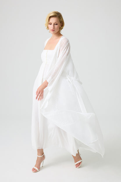 Blanche - Silky Chiffon Kimono Set - White