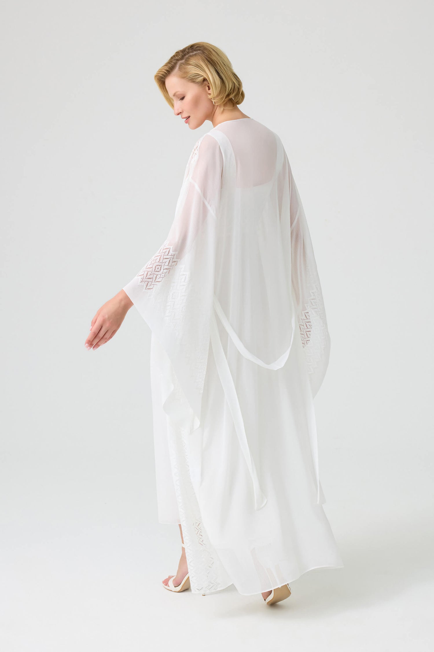 Blanche - Silky Chiffon Kimono Set - White