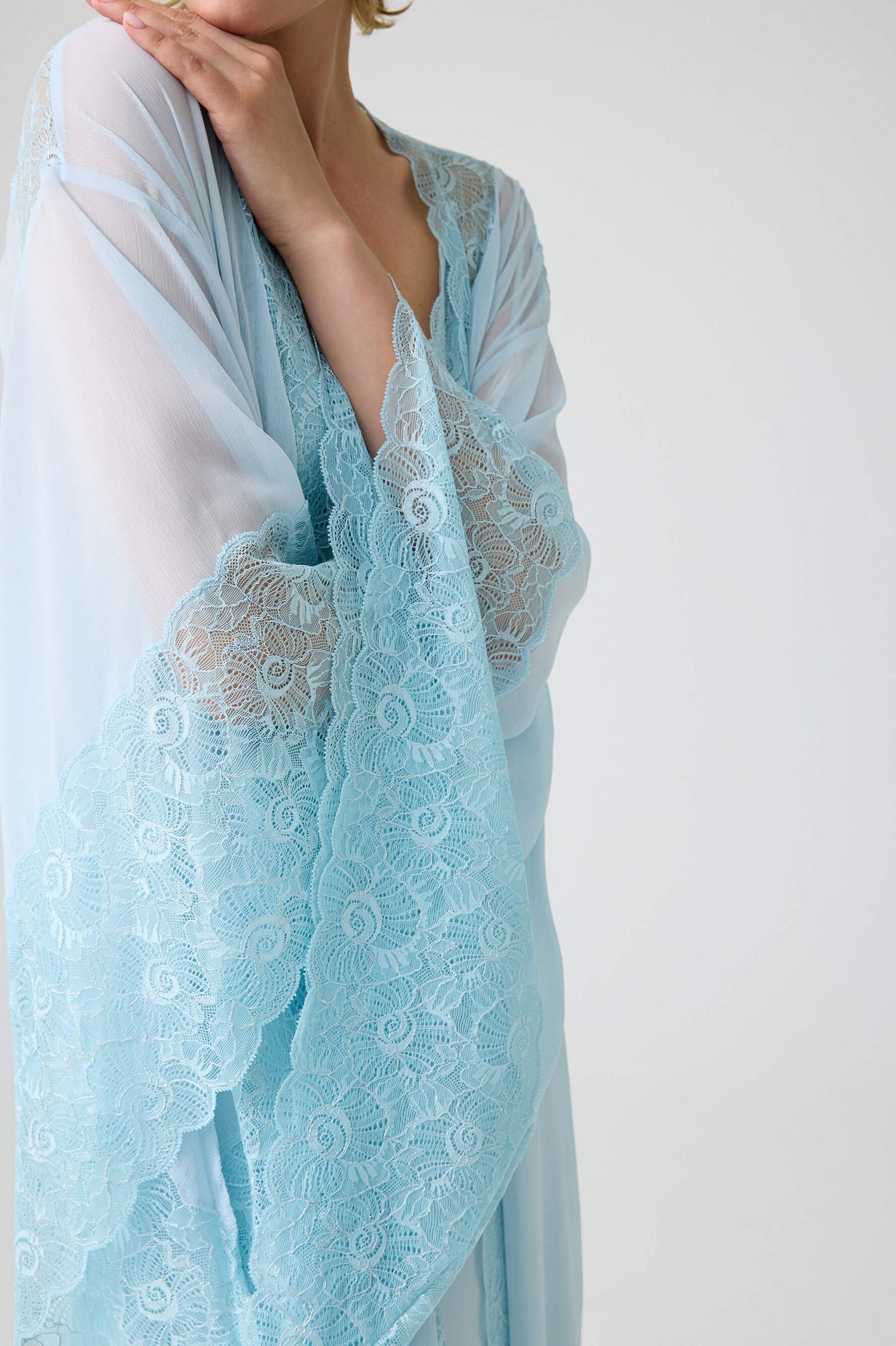 Martha - Silky Chiffon Kimono Set - Turquoise