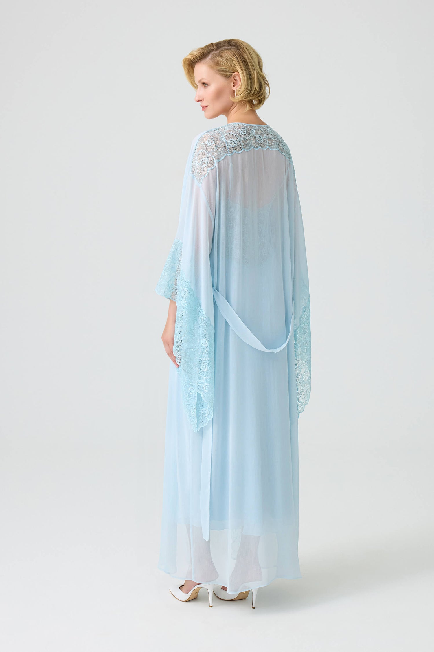 Martha - Silky Chiffon Kimono Set - Turquoise