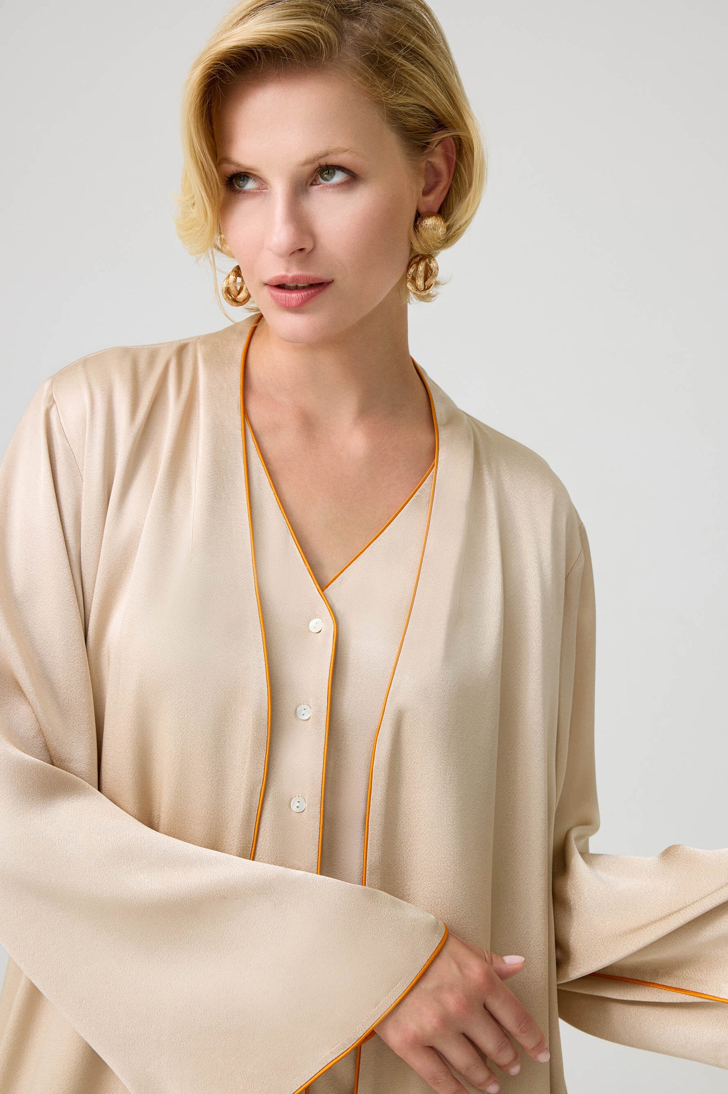 Alabaster - Rayon Sleeveless and Buttoned PJ Set with Long Robe Set