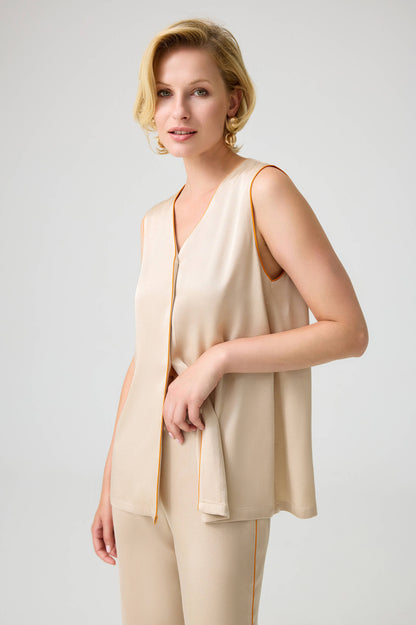 Alabaster - Rayon Sleeveless and Buttoned PJ Set with Long Robe Set