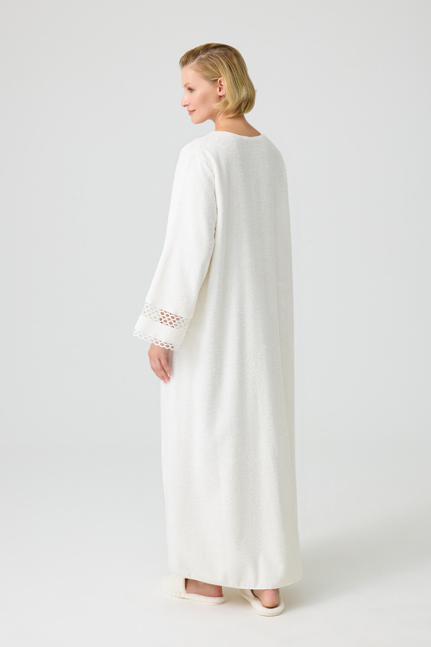 Dove - Zippered and Trimmed Cotton Bathrobe - Off White