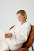 Luxury off white cotton bathrobe by Bocan Couture