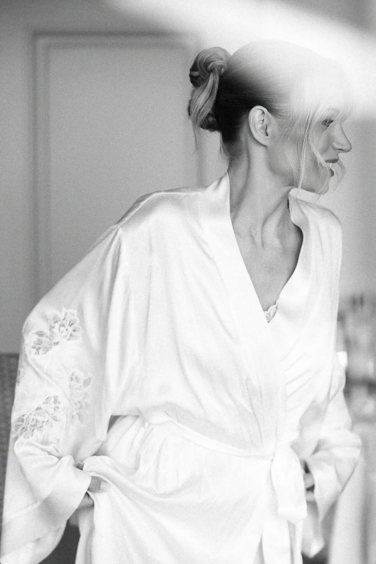 Jemima - Long Rayon Robe Set - Off White