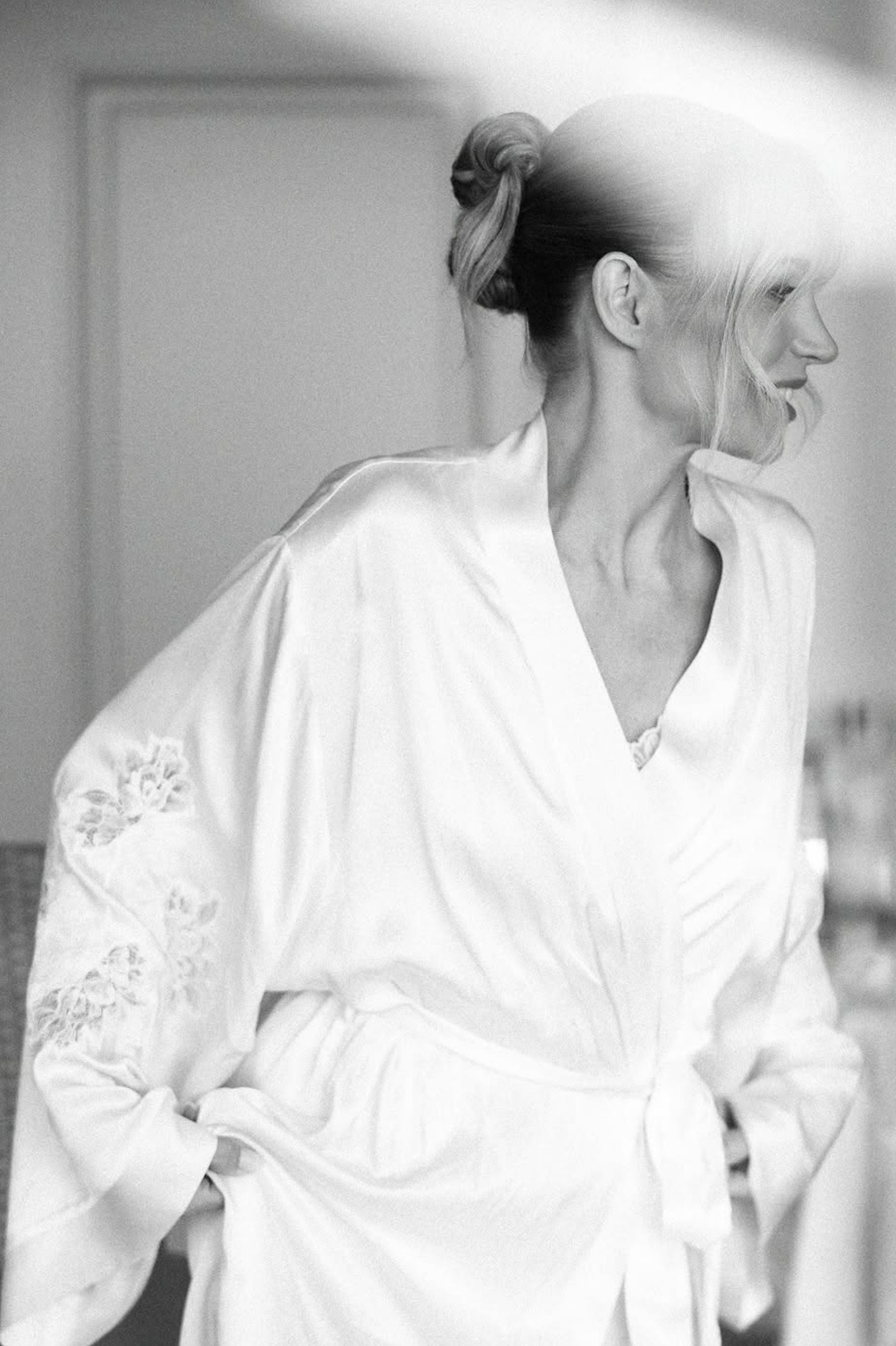 Jemima - Long Rayon Robe Set - Off White