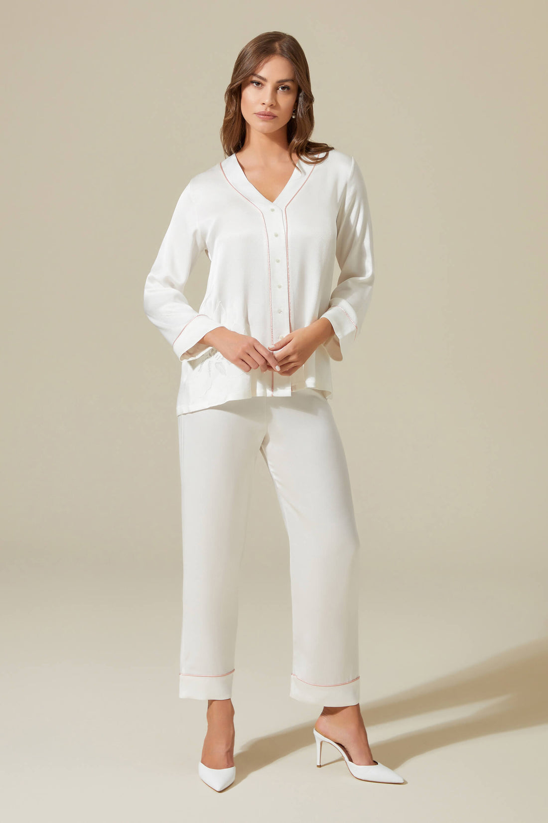 Women's Silk Cami Short Set in White – Petite Plume