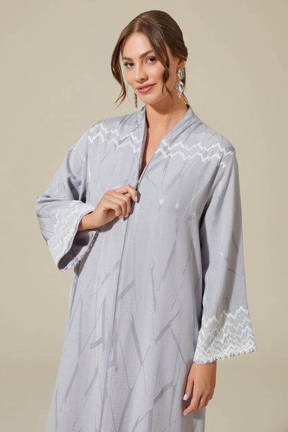 Eira - Linen Long Zippered Dress -  Grey