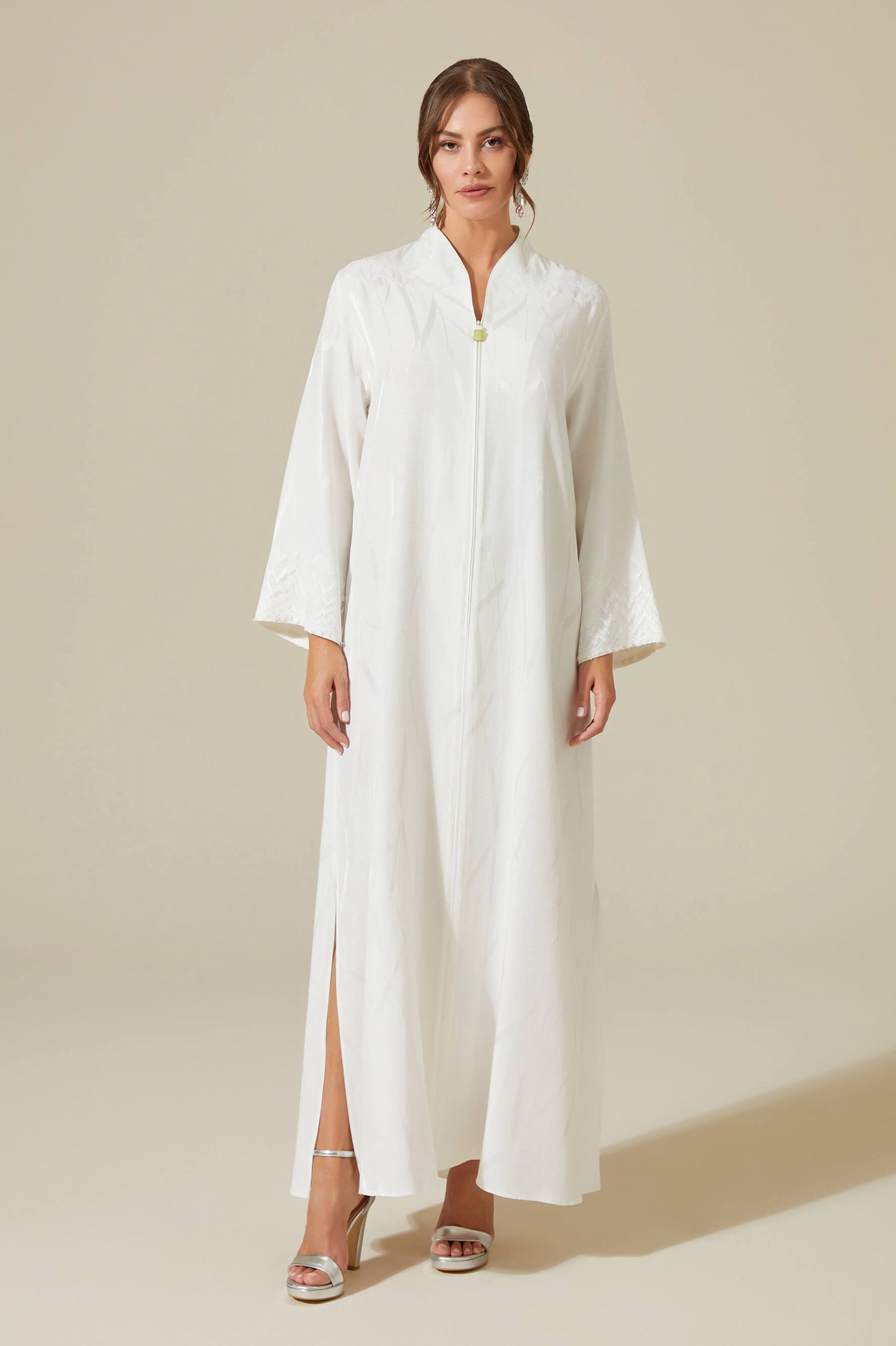 Eira - Linen Long Zippered Dress - Off White