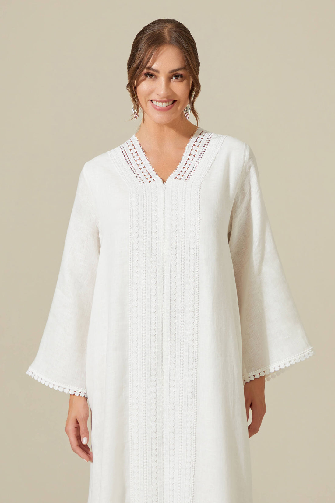 Lydia - Linen Long Zippered Dress - Off White