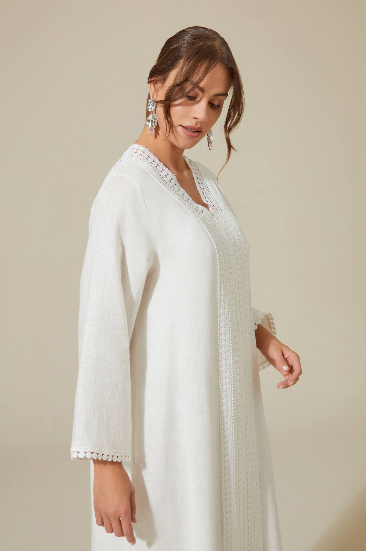 Lydia - Linen Long Zippered Dress - Off White