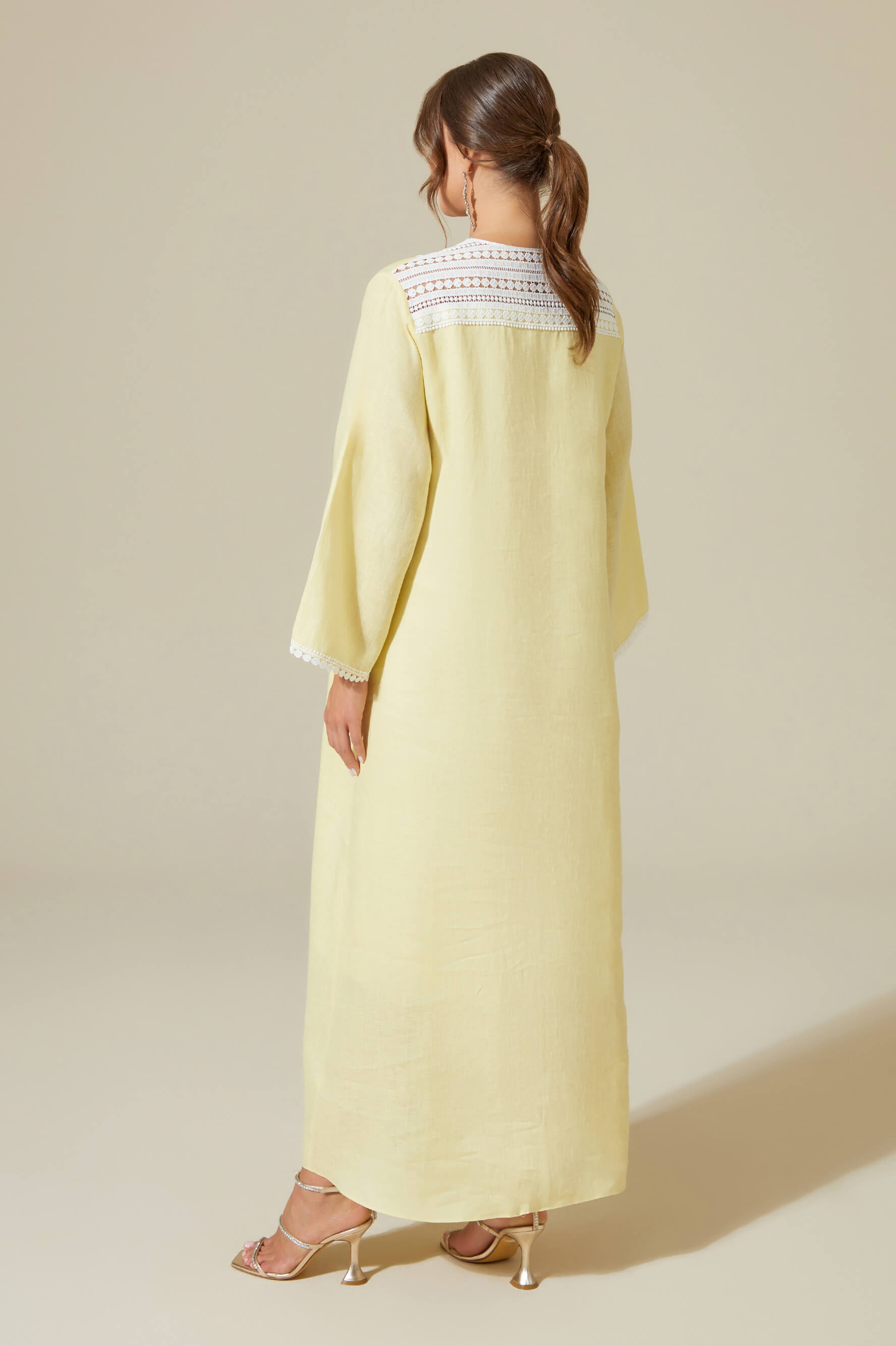 Lydia - Linen Long Zippered Dress - Yellow