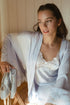 Luxury ice blue silky rayon robe set by Bocan Couture