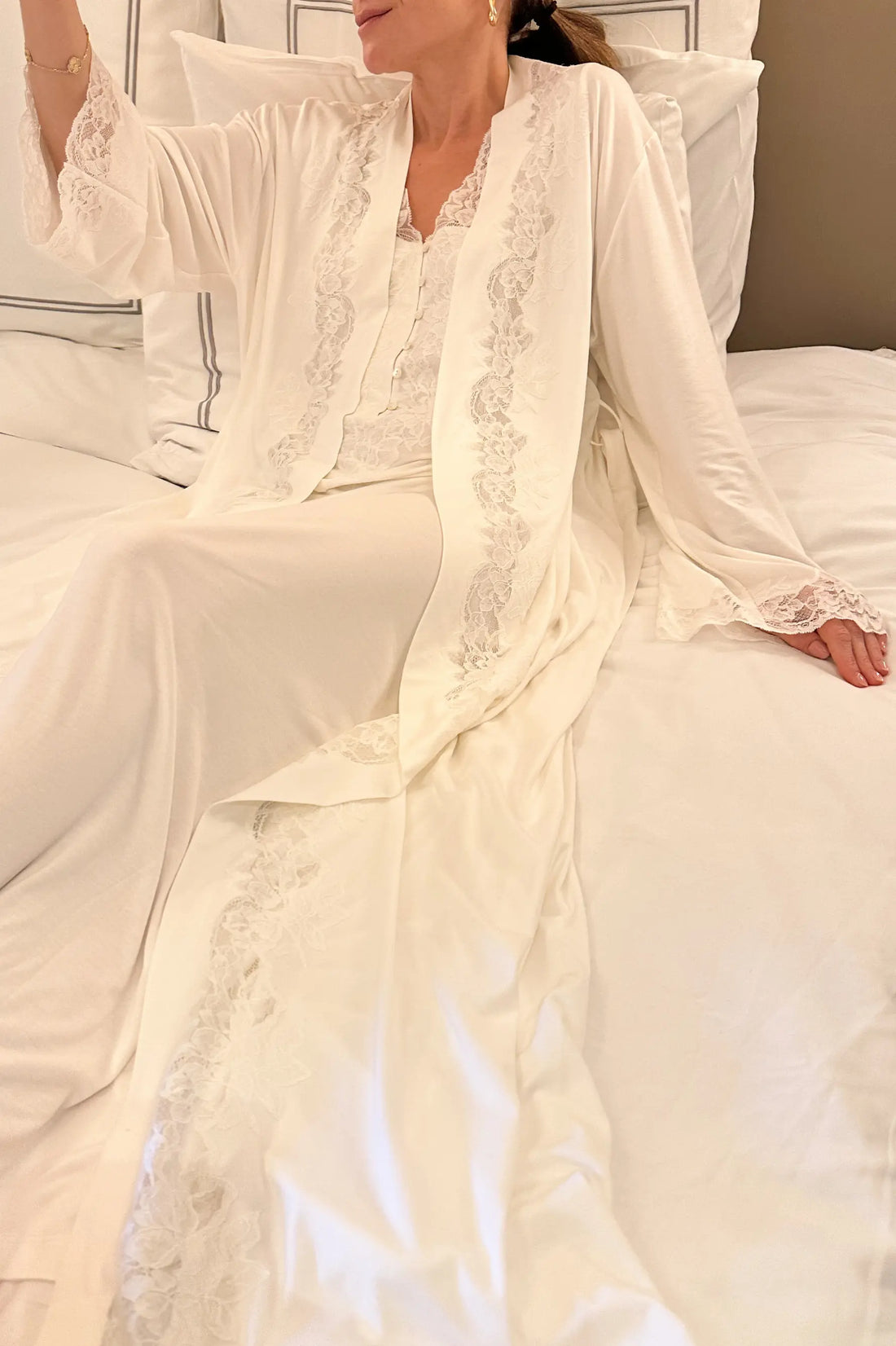 Solenne Cotton Robe Set  Off White