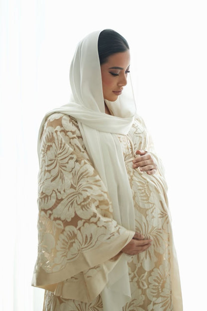 Elarose Silk Robe Set  Beige