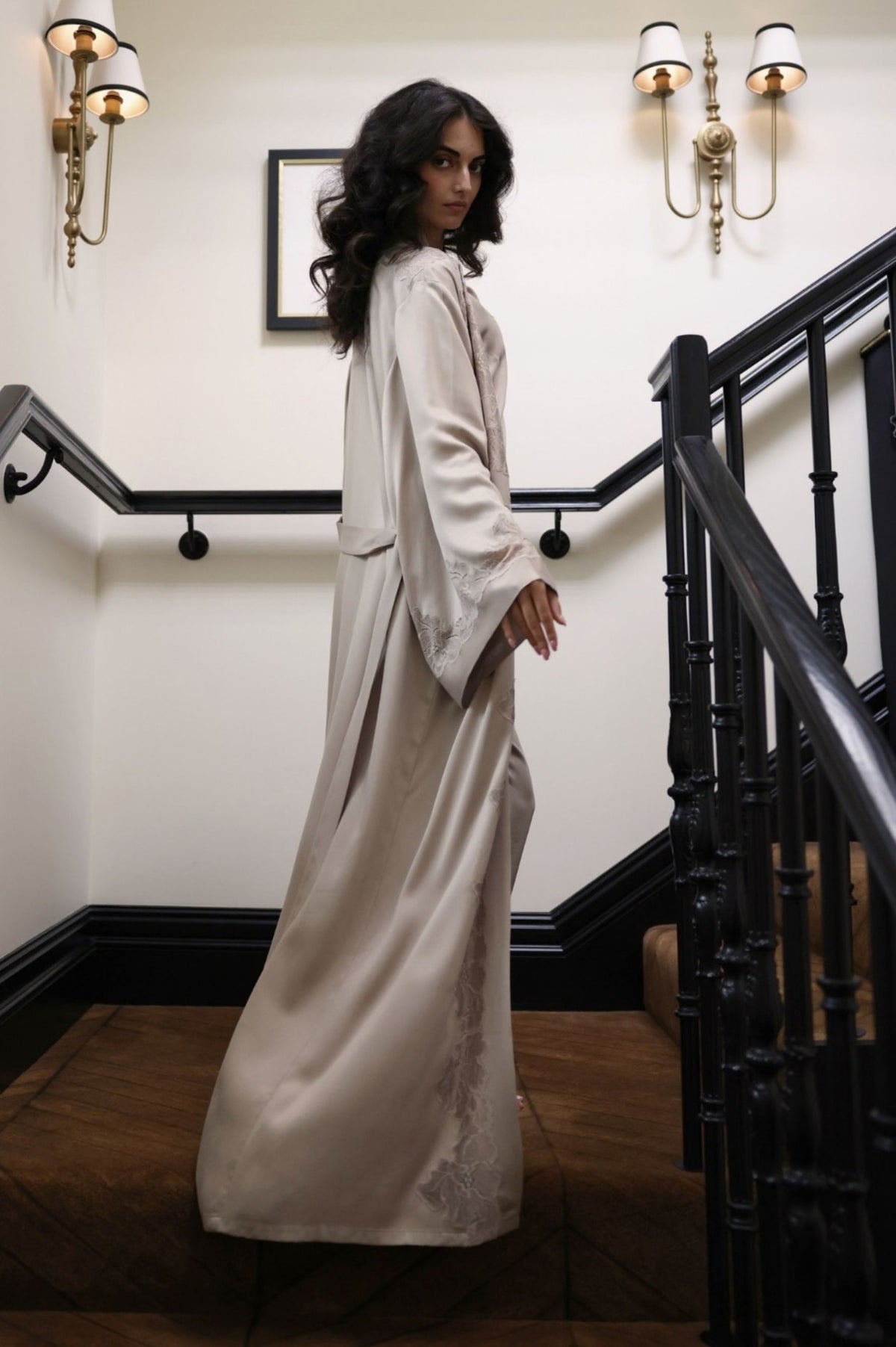 Queen Mary Cupro Pyjama &amp; Robe Set Sand
